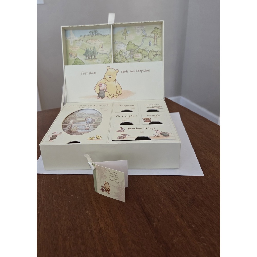 Winnie The Pooh Keepsakes Box Baby Nursery Gift Pale Yellow Newborn - Picture 2 of 16